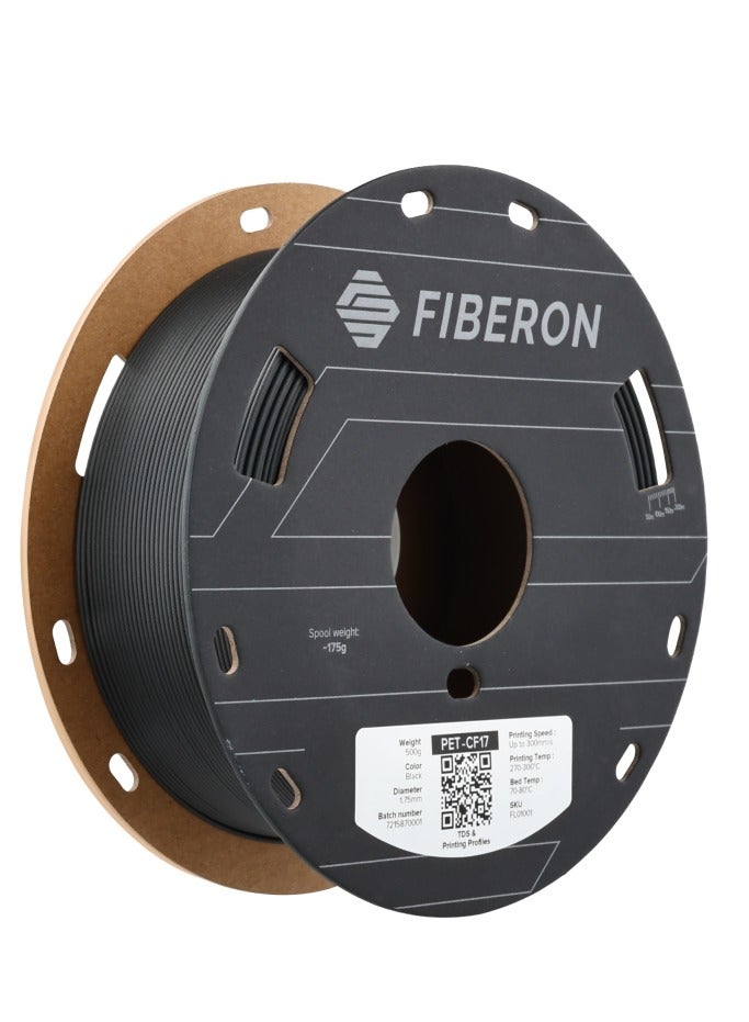 Polymaker Fiberon PET-CF Filament, Black 1.75mm 500g Spool, Excellent Stable Stiffness - Fiberon Carbon Fiber Reinforced PET 3D Printing Filament, Ideal for Jigs and Fixtures