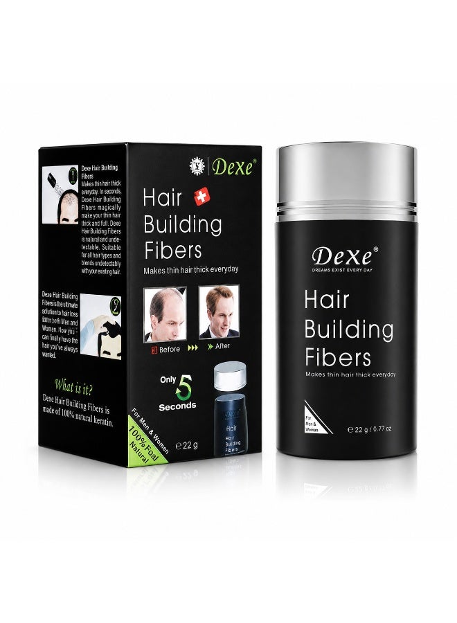 Dexe Hair Building Fibers, Instant Hair Thickening, Dark Brown, Twin Pack (2 x 22g) - Image 2