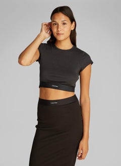 CALVIN KLEIN Logo Crop Loungewear Top  - Image 3