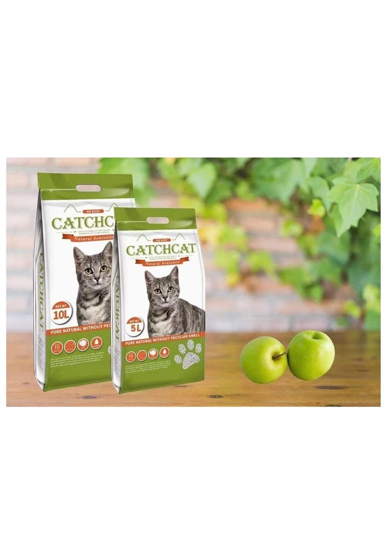 أن ان سي بيتس 3 قطع من رمل فضلات القطط برائحة التفاح، فائقة الامتصاص وسريعة الجفاف، مكونات طبيعية 100%، خالية من الغبار، رمل قطط متكتل، آمن ومريح للقطط الداخلية، 10 لتر - 8 كجم (أخضر) - Image 1