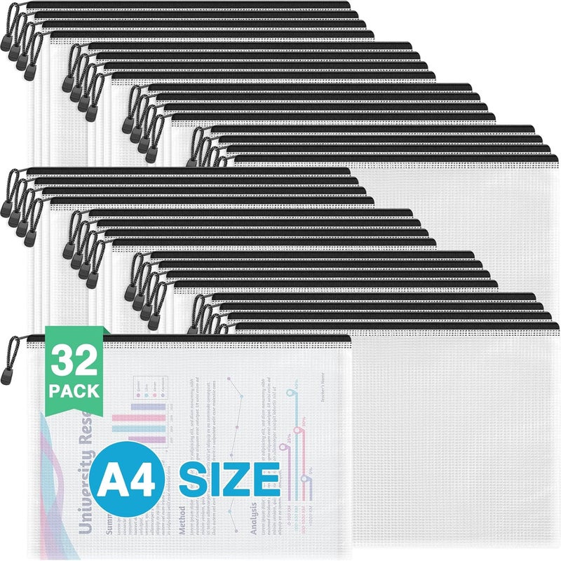 Umriox 32PCS Mesh Zipper Pouch, Waterproof Zipper Bags for Organizing, A4 Letter Size, Storage Bags for Board Game Toy, Puzzles, School Office Supplies - Image 1
