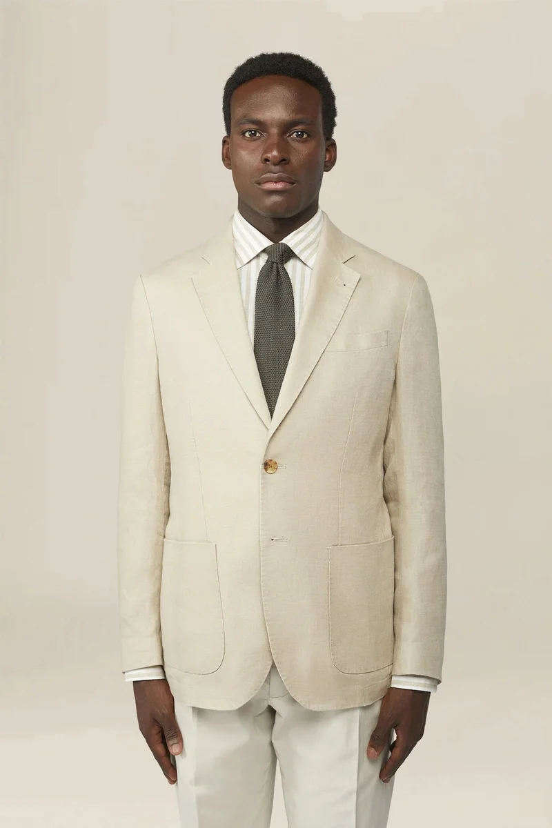Doppelganger Men's unlined jacket, 100% linen, regular fit - Sand