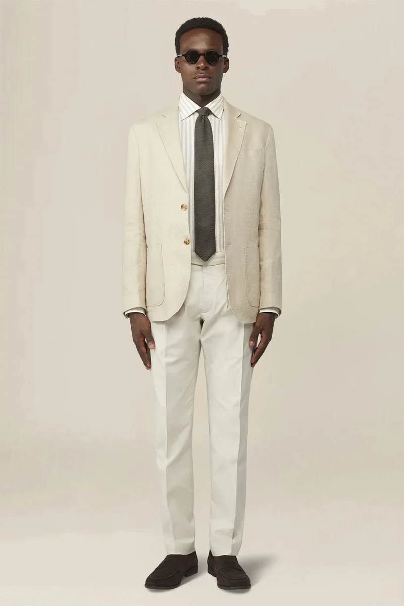 Doppelganger Men's unlined jacket, 100% linen, regular fit - Sand