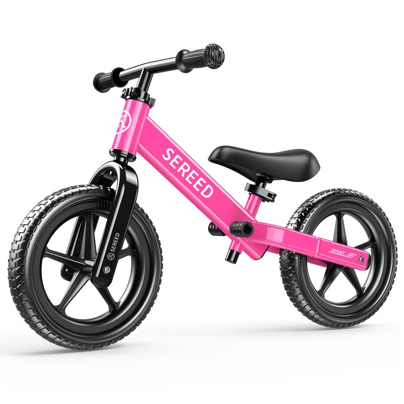 SEREED Toddler Balance Bike 2 Year Old, No Pedal Kids Toy Bike for 2-5 Years Old, Tool-Free Adjustment, Gift for 2-3 Boys Girls, Customize Plate with 3pcs Stickers (Rose Pink) - Image 1