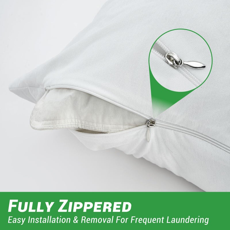 جو جرين Gogreen Bamboo Rayon Pillow Pillow Pillow Protector Cover Cover Cover Cover Cover Cover Cover Witch with Zipper Super Super Pillow Case with Zipper (2 packs Queen 20 "" x30 "" White) - Image 3
