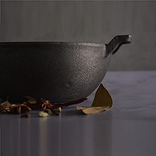 ATEVON Pre-Seasoned Cast Iron Kadai, 9 Inch, 1.5 kg, Gas Compatible, Non-Stick - Image 2