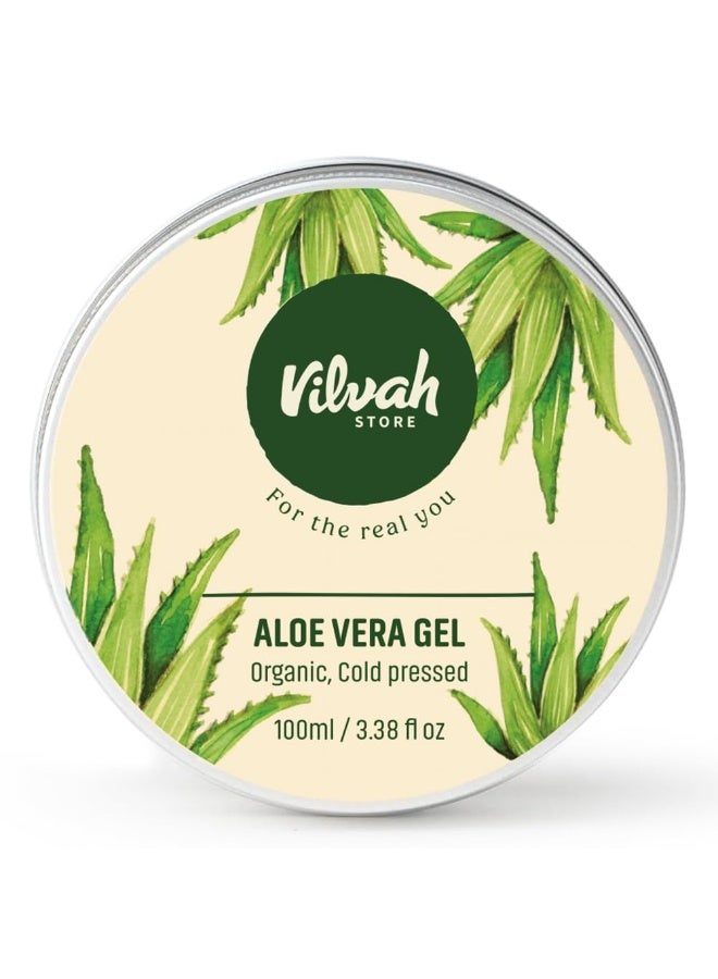 Vilvah Store Aloe Vera Gel with Pure Aloe Vera, Multipurpose Aloe Vera Gel for Skin, Face and Hair, Non-Sticky, Spreads Easily & Instantly Absorbs, All Skin Types, For Men & Women,100G (Pack of 1) - Image 1