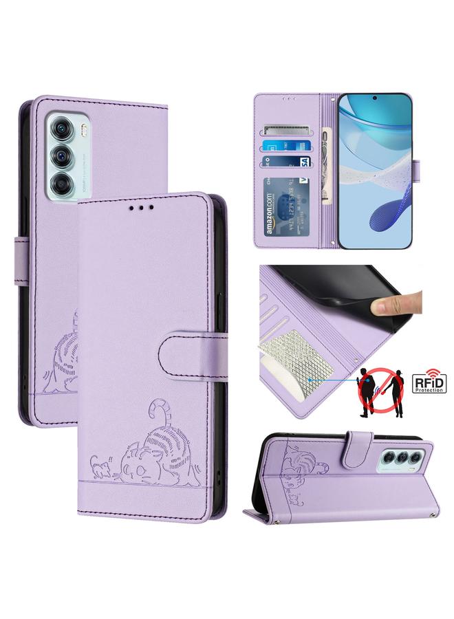 S-TOP Case For Motorola Edge S30/Moto G200 5G Cat Rat Embossed Pattern RFID Leather Phone Case with Lanyard - Image 1