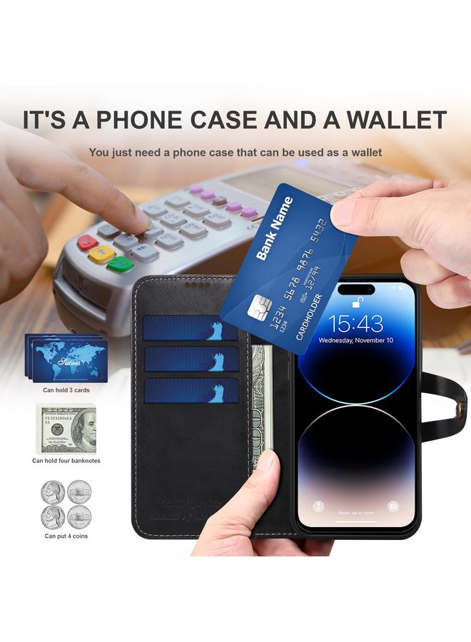 سوتين جراب هاتف جلدي بمشبك من جلد العجل لهاتف iPhone 14 Pro Max - Image 4