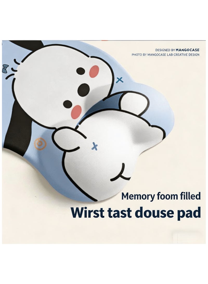 Ergonomic Mouse Pad with Wrist Support, Non-Slip Rubber Base Mousepad, for Home Office Gaming Working Computers Laptop, Easy Typing, Pain Relief, Memory Foam Rebound (Cute Puchacco) - Image 3