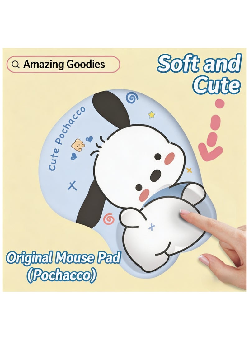 Ergonomic Mouse Pad with Wrist Support, Non-Slip Rubber Base Mousepad, for Home Office Gaming Working Computers Laptop, Easy Typing, Pain Relief, Memory Foam Rebound (Cute Puchacco) - Image 4