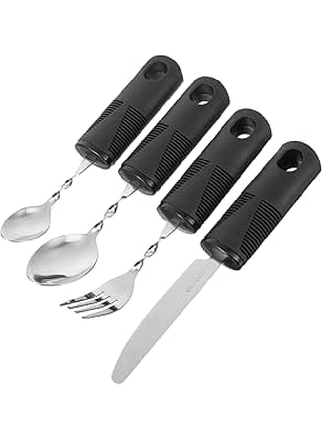 Zerodeko 4pcs Adaptive Utensils Bendable Fork And Spoon Set For Elderly Disabled Meal Assistance Portable Tableware For Convenient Use - Image 1