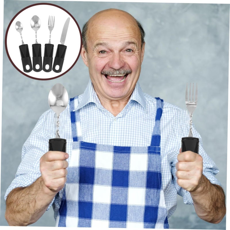 Zerodeko 4pcs Adaptive Utensils Bendable Fork And Spoon Set For Elderly Disabled Meal Assistance Portable Tableware For Convenient Use - Image 4