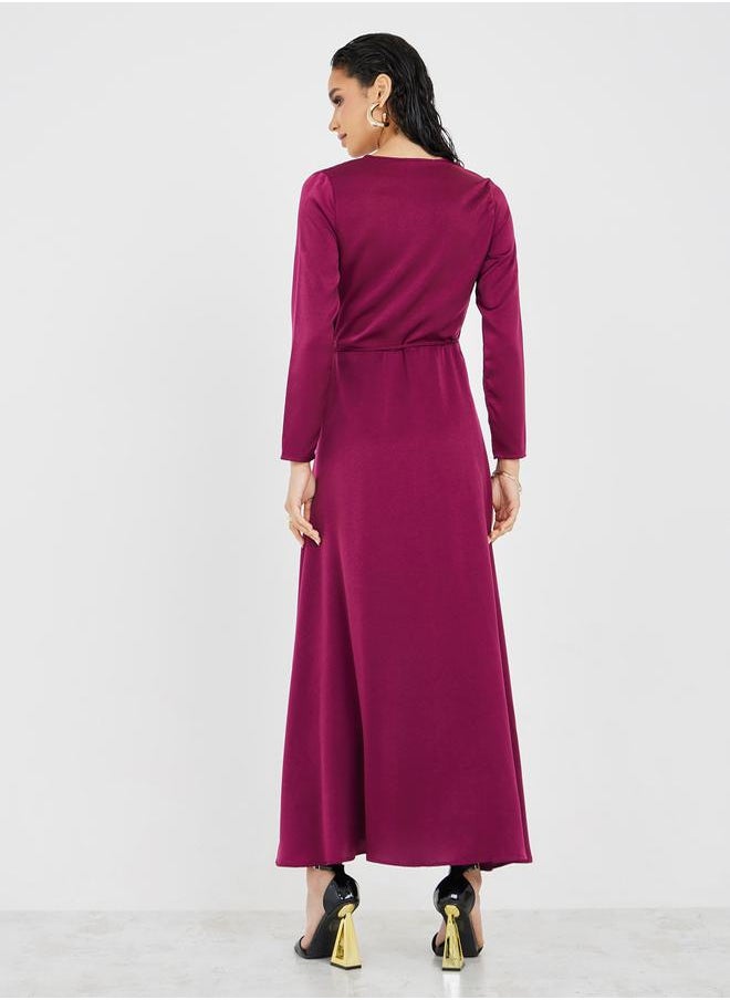 Styli - Pleat Bust Detail Wrap Maxi Dress - Image 1