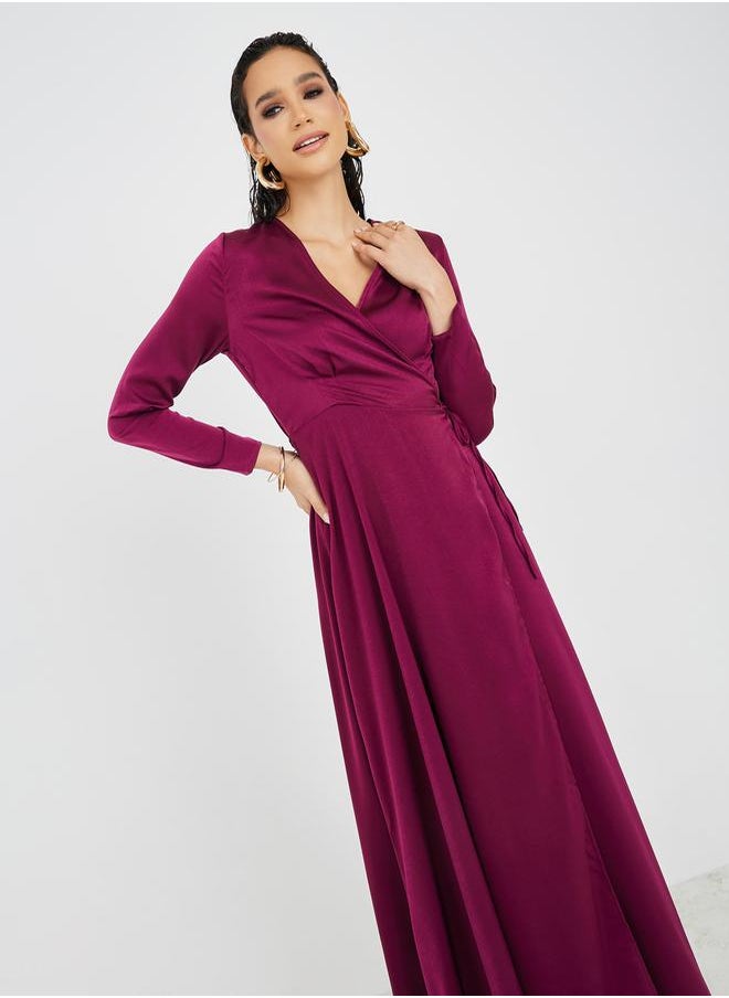 Styli - Pleat Bust Detail Wrap Maxi Dress - Image 1