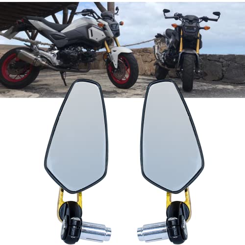 SORAX CNC Alloy Stylish Design 2-Version Mirror for Motorbike Rear view Side Handle Bar End Mirrors For All Universal Bikes (Left & Right, Pack of 2) (GOLD) - Image 1