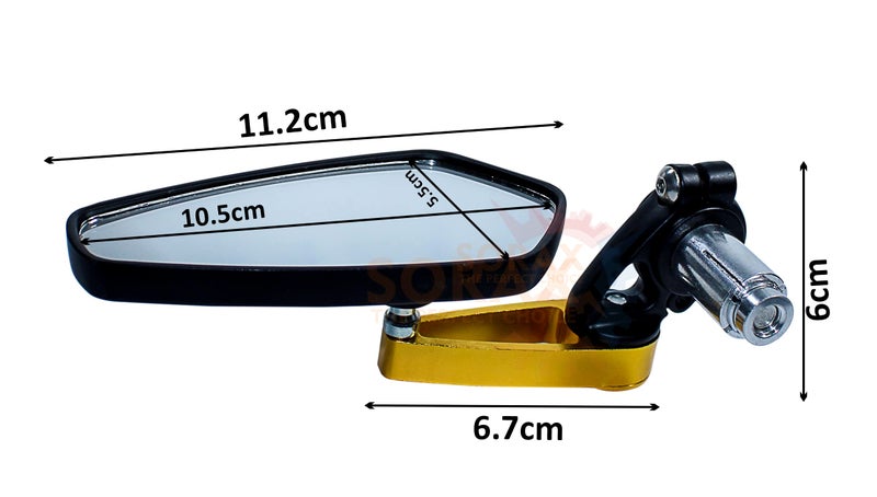 SORAX CNC Alloy Stylish Design 2-Version Mirror for Motorbike Rear view Side Handle Bar End Mirrors For All Universal Bikes (Left & Right, Pack of 2) (GOLD) - Image 5