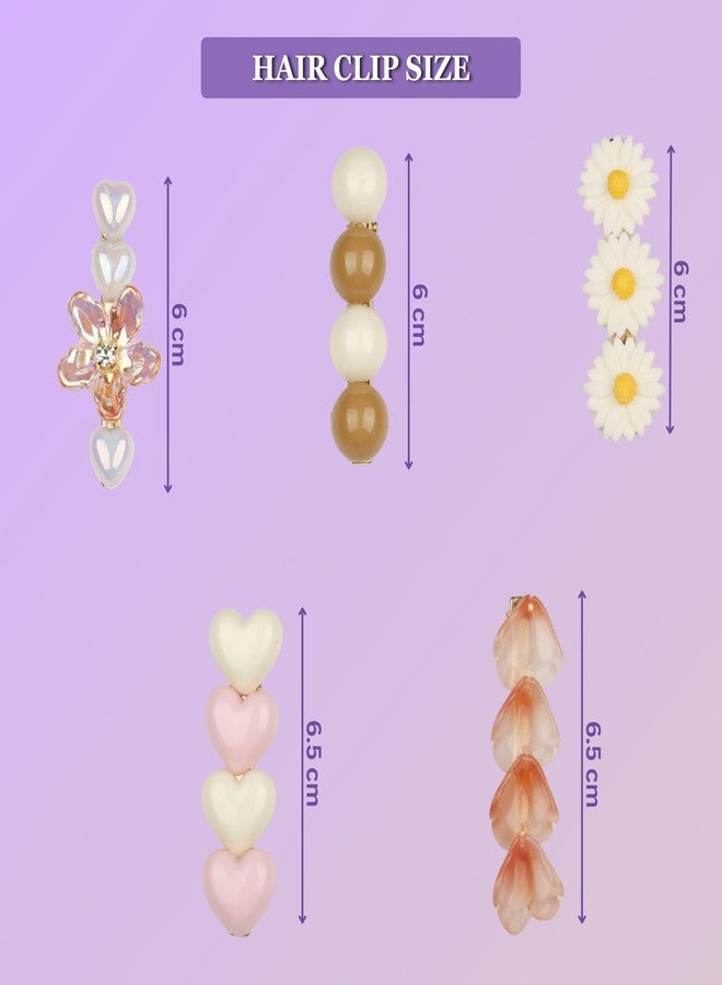 Lupro Hair Pins Korean Stylish Aesthetic Metal Clips for Women and Girls (Multicolor, Pack of 5) (Pastel Multicolor) - Image 2