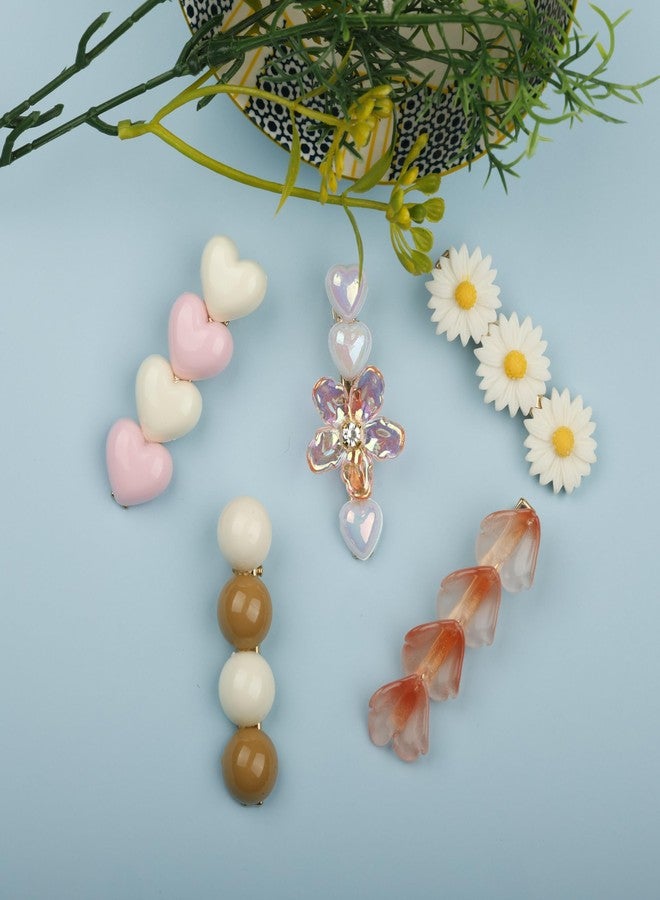 Lupro Hair Pins Korean Stylish Aesthetic Metal Clips for Women and Girls (Multicolor, Pack of 5) (Pastel Multicolor) - Image 4