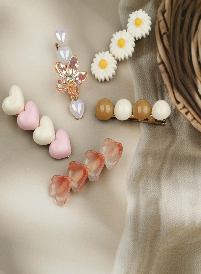 Lupro Hair Pins Korean Stylish Aesthetic Metal Clips for Women and Girls (Multicolor, Pack of 5) (Pastel Multicolor) - Image 5