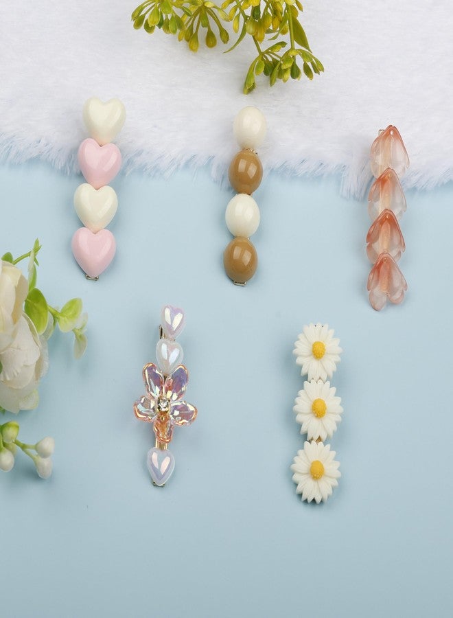 Lupro Hair Pins Korean Stylish Aesthetic Metal Clips for Women and Girls (Multicolor, Pack of 5) (Pastel Multicolor) - Image 3