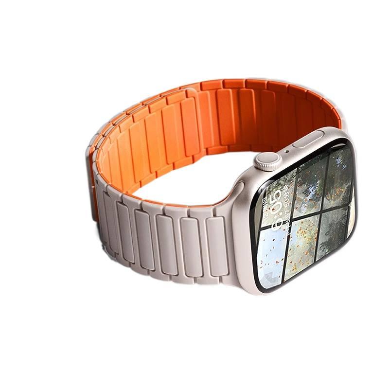 JHJ Orange Silicone Sport Strap Smartwatch Band Compatible with Apple Watch Ultra with Adjustable Fit Replacement Strap for Daily Wear - Image 1