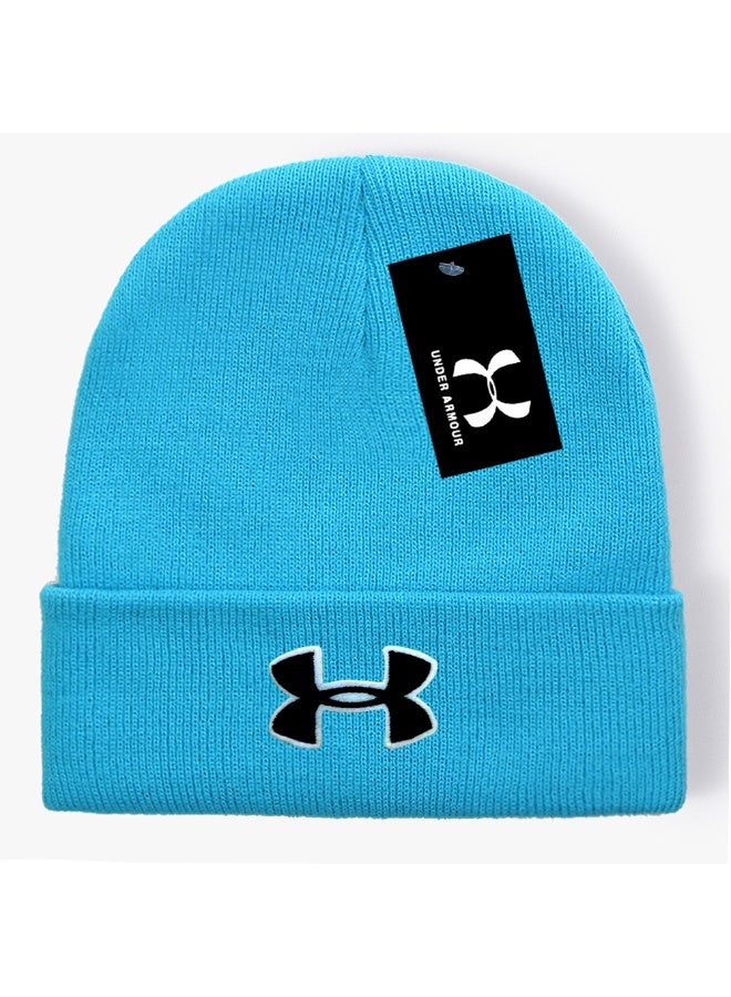 Under Armour Turquoise Ribbed Knit Beanie (Black & White Logo)