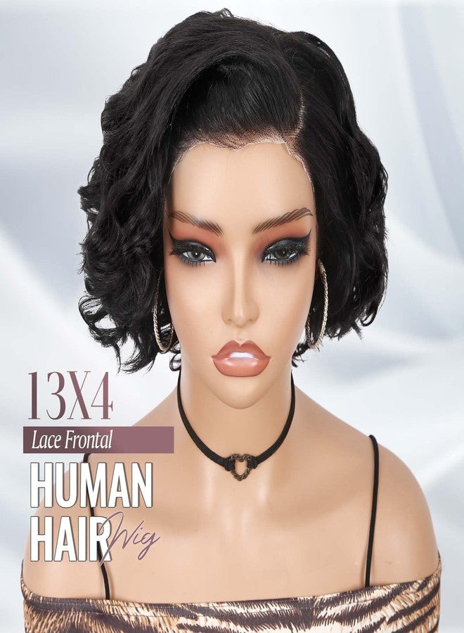 WIGER Curly Bob Wig Human Hair Pre Plucked Pre Cut Short Curly Lace Frontal Wigs Glueless 8 Inch HD Lace 13X4 Lace Front Human Wigs for Black Women - Image 4