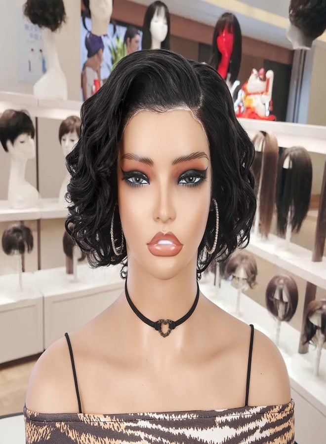 WIGER Curly Bob Wig Human Hair Pre Plucked Pre Cut Short Curly Lace Frontal Wigs Glueless 8 Inch HD Lace 13X4 Lace Front Human Wigs for Black Women - Image 2