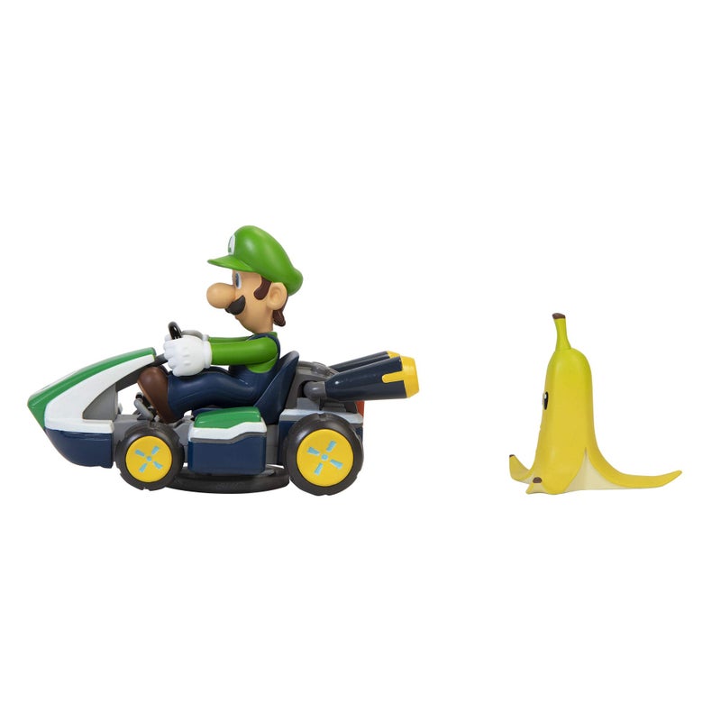 Super Mario Spin Out Mariokart Luigi Racer Vehicle with 360 Spins, Wind Up and Go! Includes One 2.5” Luigi Action Figure - Image 4