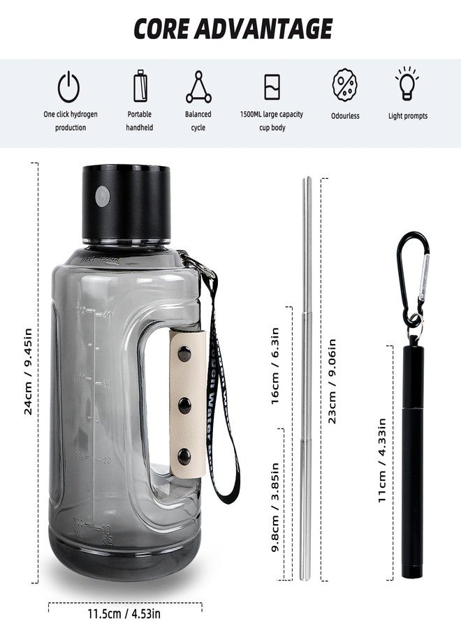 ZUCKBOX Hydrogen Water Bottle With Portable Foldable Straw, 57OZ/1.5L Large Portable Rechargeable Hydrogen Water Generator with SPE Technology for Home, Office, Travel, Drinking, Outdoor Adventure - Image 3