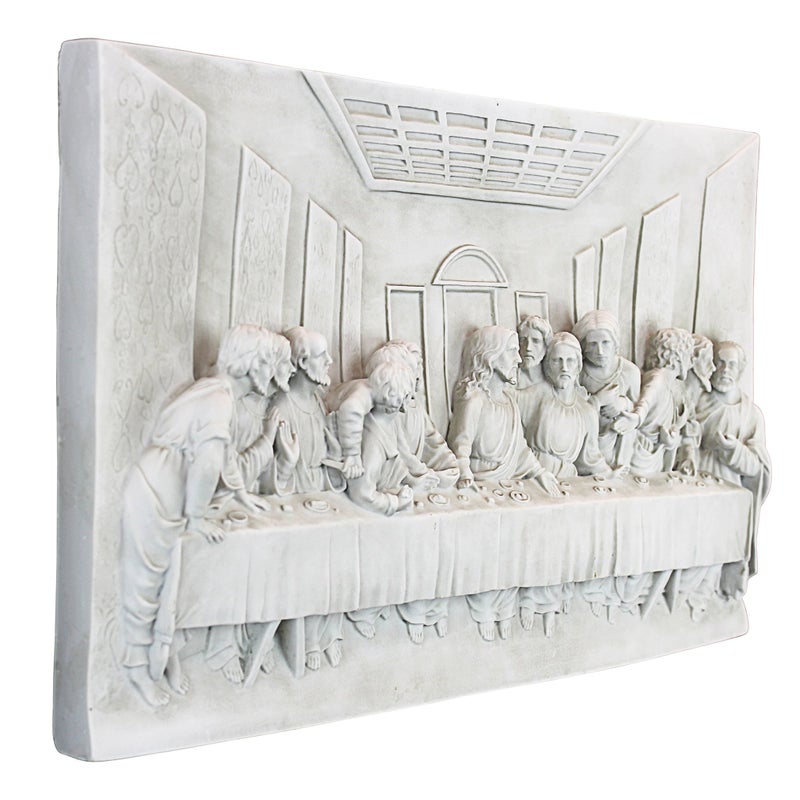 Design Toscano The Last Supper Religious Wall Plaque Sculpture, 23 Inch Wide, 12 Inch Tall, Cast Stone Resin, Antique Stone Finish - Image 2