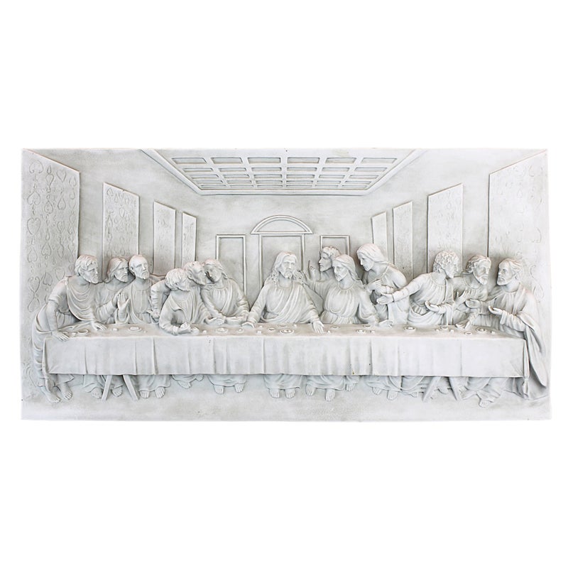 Design Toscano The Last Supper Religious Wall Plaque Sculpture, 23 Inch Wide, 12 Inch Tall, Cast Stone Resin, Antique Stone Finish - Image 1