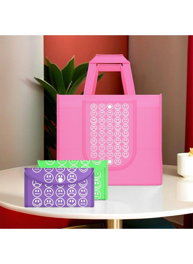 Kuber Industries Kuber Industries Pack of 3 Foldable Shopping Bags For Women | Grocery Bags For Market | Jhola/Thela & Daily Use Bags | Smile- Pink, Green & Purple - Image 1