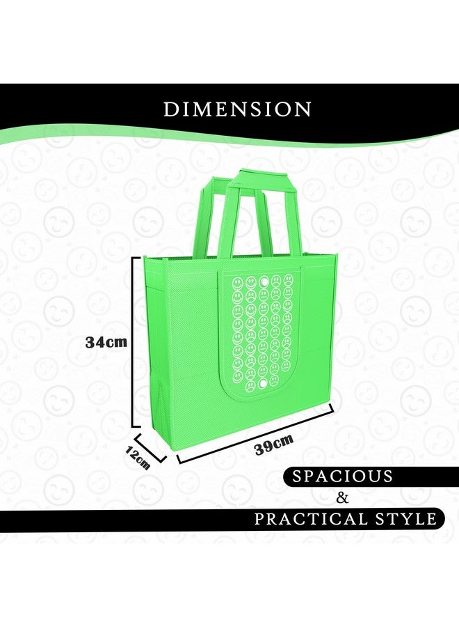 Kuber Industries Kuber Industries Pack of 3 Foldable Shopping Bags For Women | Grocery Bags For Market | Jhola/Thela & Daily Use Bags | Smile- Pink, Green & Purple - Image 3