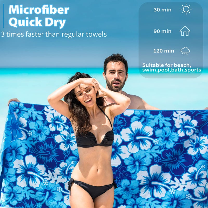 TwoYek 2 Pack Microfiber Thin Beach Towel Lightweight 71x32 Oversized Extra Large Sand Free Towels Quick Dry for Travel Pool Yoga Gym Sports Beach Accessories Vacation Essential Gift - Image 4