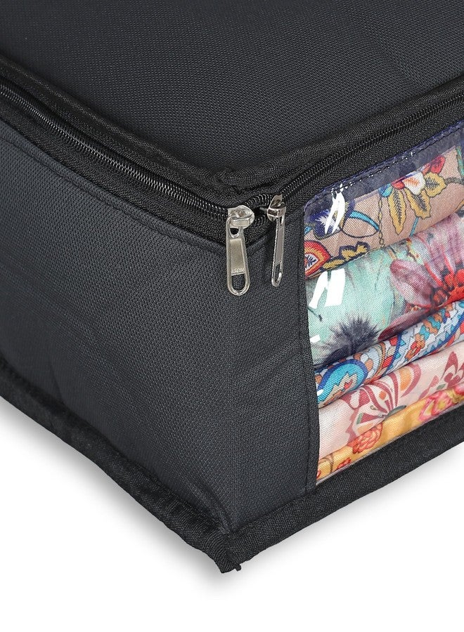 MANRUK Saree Storage Bag | Premium Non-Woven Fabric Saree Organizer with Transparent Window & Zipper | Foldable Cloth Storage for Sarees, Lehengas, Clothes (5 SAREE STORAGE BAG) - Image 2