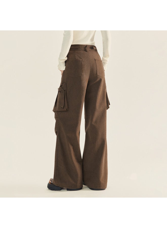 EPTISON Work Pants Women 2025 Autumn Winter New Retro Lazy Corduroy Pants Bow Pocket Design Floor-Length Pants - Image 5