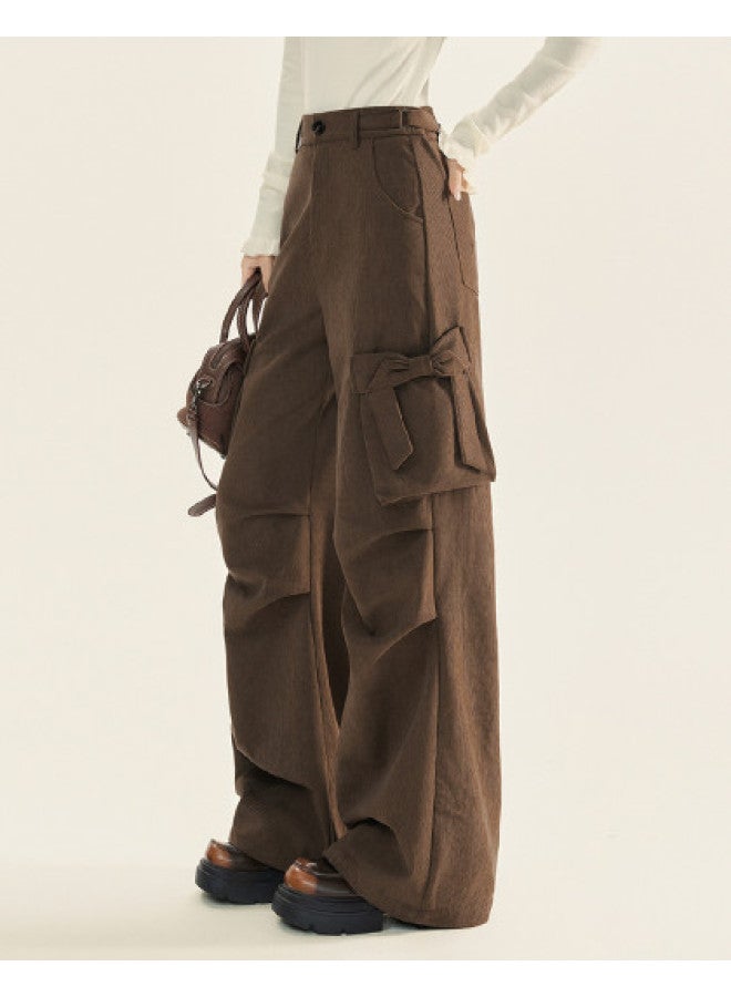 EPTISON Work Pants Women 2025 Autumn Winter New Retro Lazy Corduroy Pants Bow Pocket Design Floor-Length Pants - Image 1