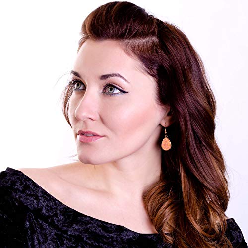 BaubleStar Chic Simulated Druzy Earrings Tear Drop Dangle Earrings for Women Orange Stone Crystal Sparkly Oval Ore Fashion Jewelry - Image 2