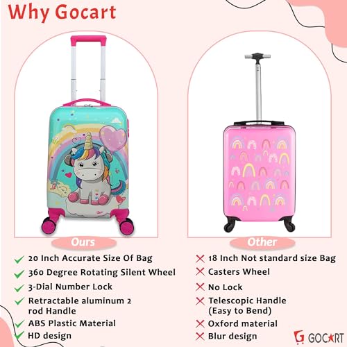 GOCART WITH G LOGO Cartoon Kid's Travel Trolley Bag Suitcase for Kids Children Rolling Case Travel Bags (Design-7, Medium) - Image 3