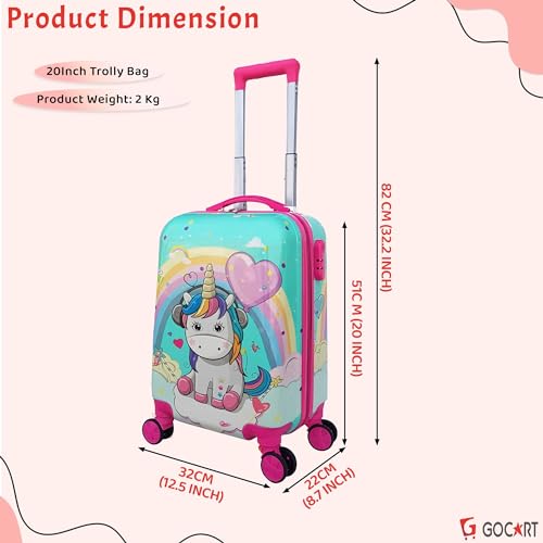 GOCART WITH G LOGO Cartoon Kid's Travel Trolley Bag Suitcase for Kids Children Rolling Case Travel Bags (Design-7, Medium) - Image 2