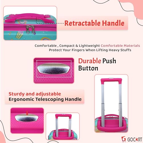 GOCART WITH G LOGO Cartoon Kid's Travel Trolley Bag Suitcase for Kids Children Rolling Case Travel Bags (Design-7, Medium) - Image 5