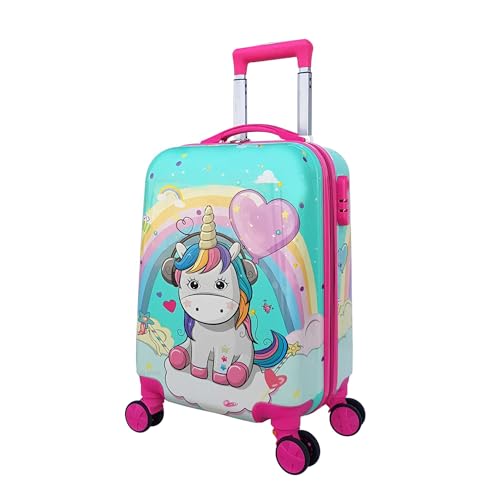GOCART WITH G LOGO Cartoon Kid's Travel Trolley Bag Suitcase for Kids Children Rolling Case Travel Bags (Design-7, Medium) - Image 1