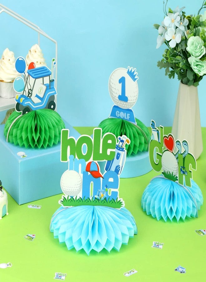 Fangleland 8 Pcs Golf Honeycomb Centerpieces, Golf 1st Birthday Table Decorations, Hole in One First Birthday Party Supplies for 1 Year Old Boys Sports Themed Table Centerpieces - Image 3