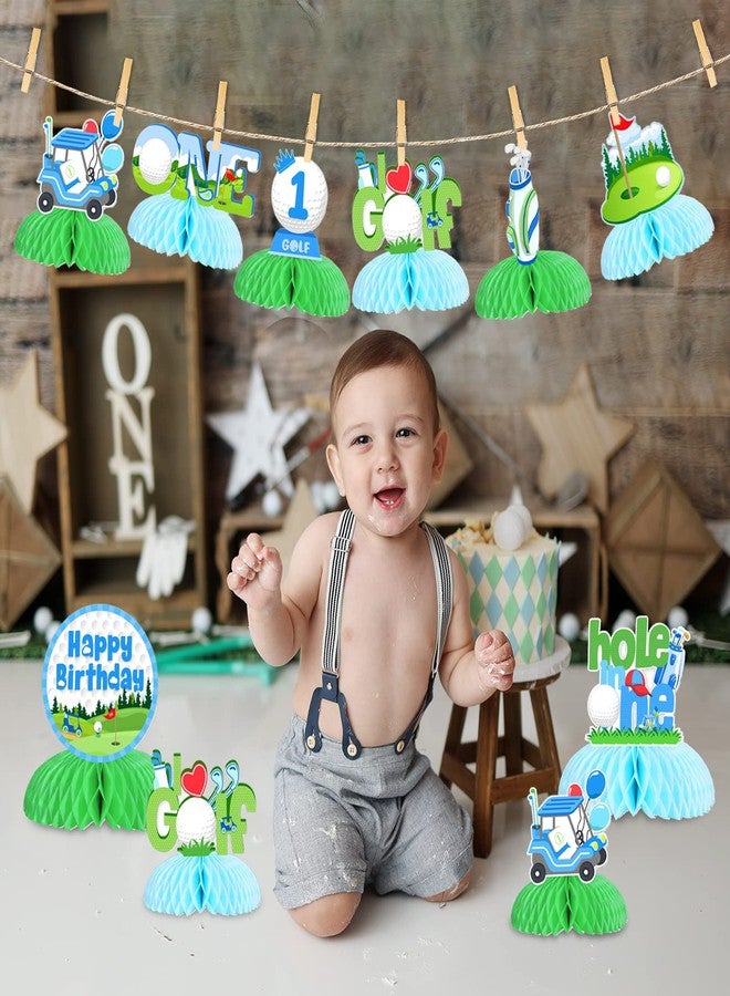 Fangleland 8 Pcs Golf Honeycomb Centerpieces, Golf 1st Birthday Table Decorations, Hole in One First Birthday Party Supplies for 1 Year Old Boys Sports Themed Table Centerpieces - Image 4