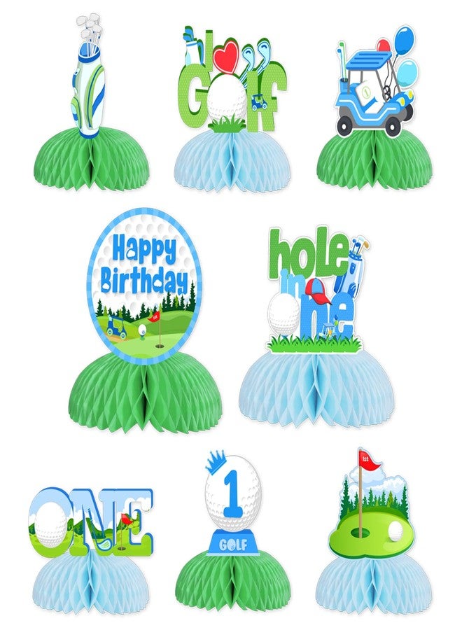 Fangleland 8 Pcs Golf Honeycomb Centerpieces, Golf 1st Birthday Table Decorations, Hole in One First Birthday Party Supplies for 1 Year Old Boys Sports Themed Table Centerpieces - Image 1