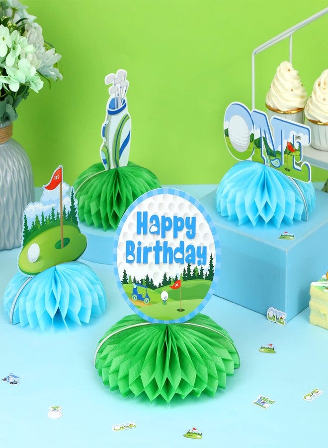 Fangleland 8 Pcs Golf Honeycomb Centerpieces, Golf 1st Birthday Table Decorations, Hole in One First Birthday Party Supplies for 1 Year Old Boys Sports Themed Table Centerpieces - Image 2