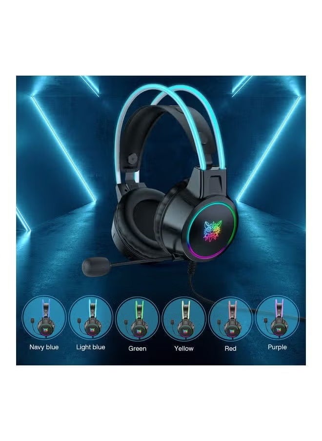 onikuma X15 Pro Wired PC Gaming Headphone with Mic and LED Light, High-Quality Stereo Sound, Noise-Canceling Mic, Comfortable Over-Ear Design, Customizable RGB LED Lights for Enhanced Gaming Experience - Image 2