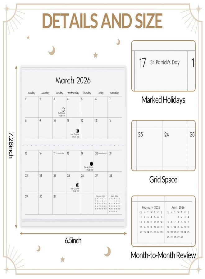 KONVINIT Pocket Calendar 2026, Pocket Calendar 2026-2027 - Runs From July 2025 Until December 2027, Pocket Planner 2026-3.7" x 6.7", Calendar Planner with Moon Phase for Women, Teacher, Student, Moon - Image 3